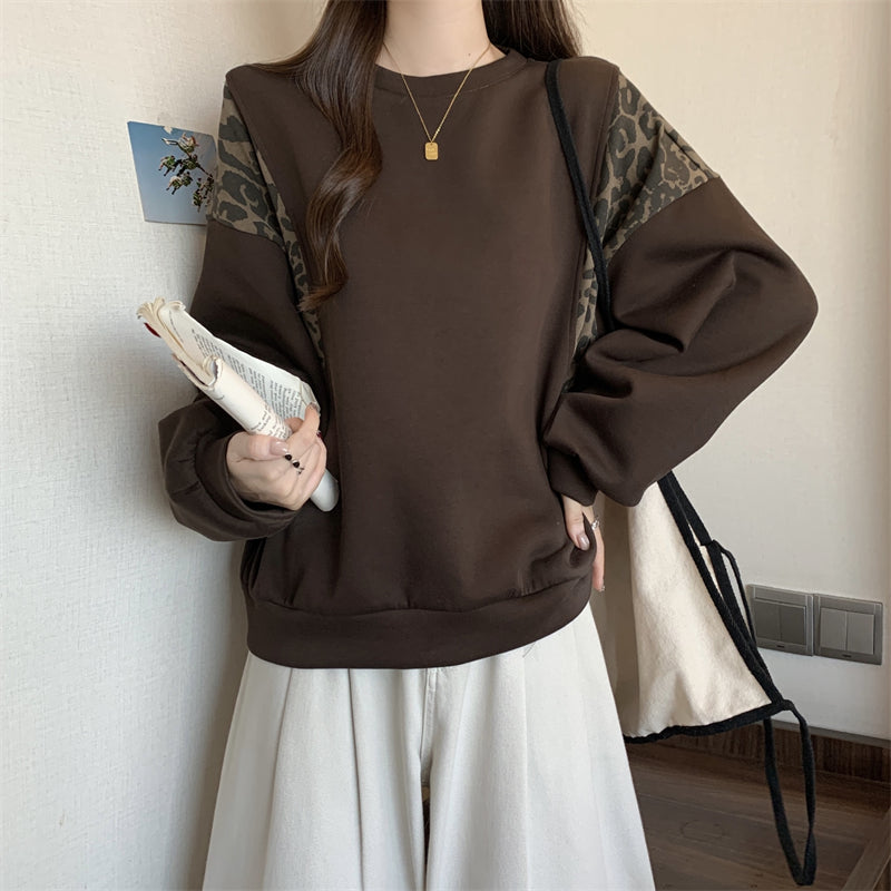 【tops】ヒョウ柄切り替えパーカーG24159