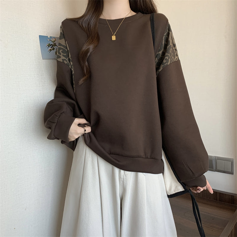 【tops】ヒョウ柄切り替えパーカーG24159