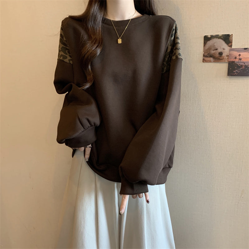 【tops】ヒョウ柄切り替えパーカーG24159