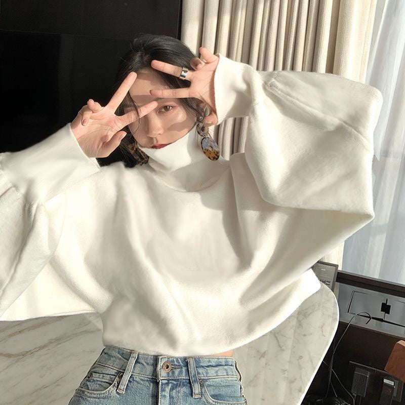 【tops】ゆったり秋冬ハイネックパーカーG24163