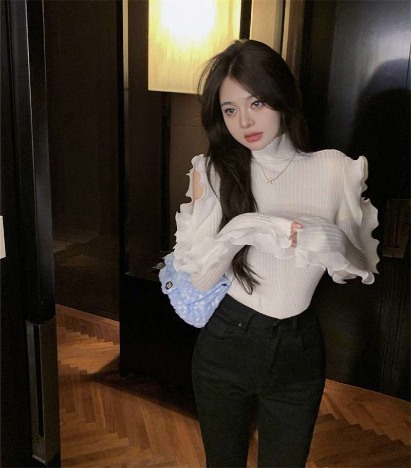 【tops】オープンショルダーニットセーターG24168