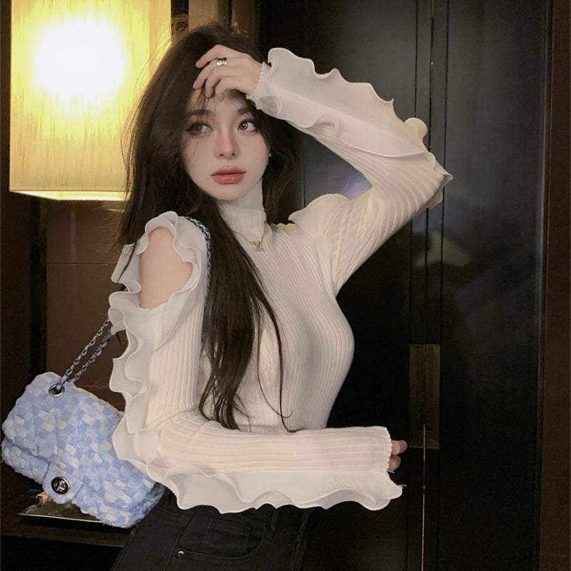 【tops】オープンショルダーニットセーターG24168