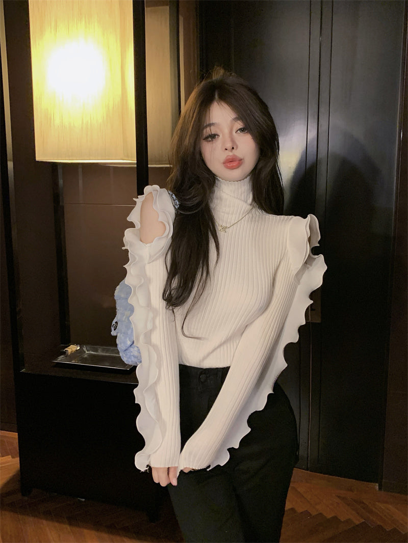 【tops】オープンショルダーニットセーターG24168