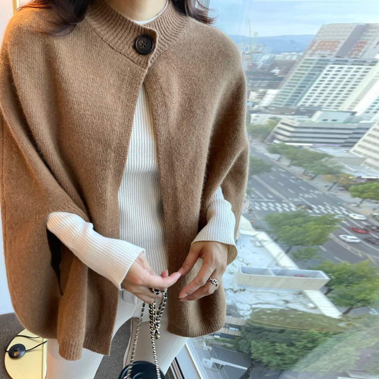 【outer】秋冬ニットケープコートG24177