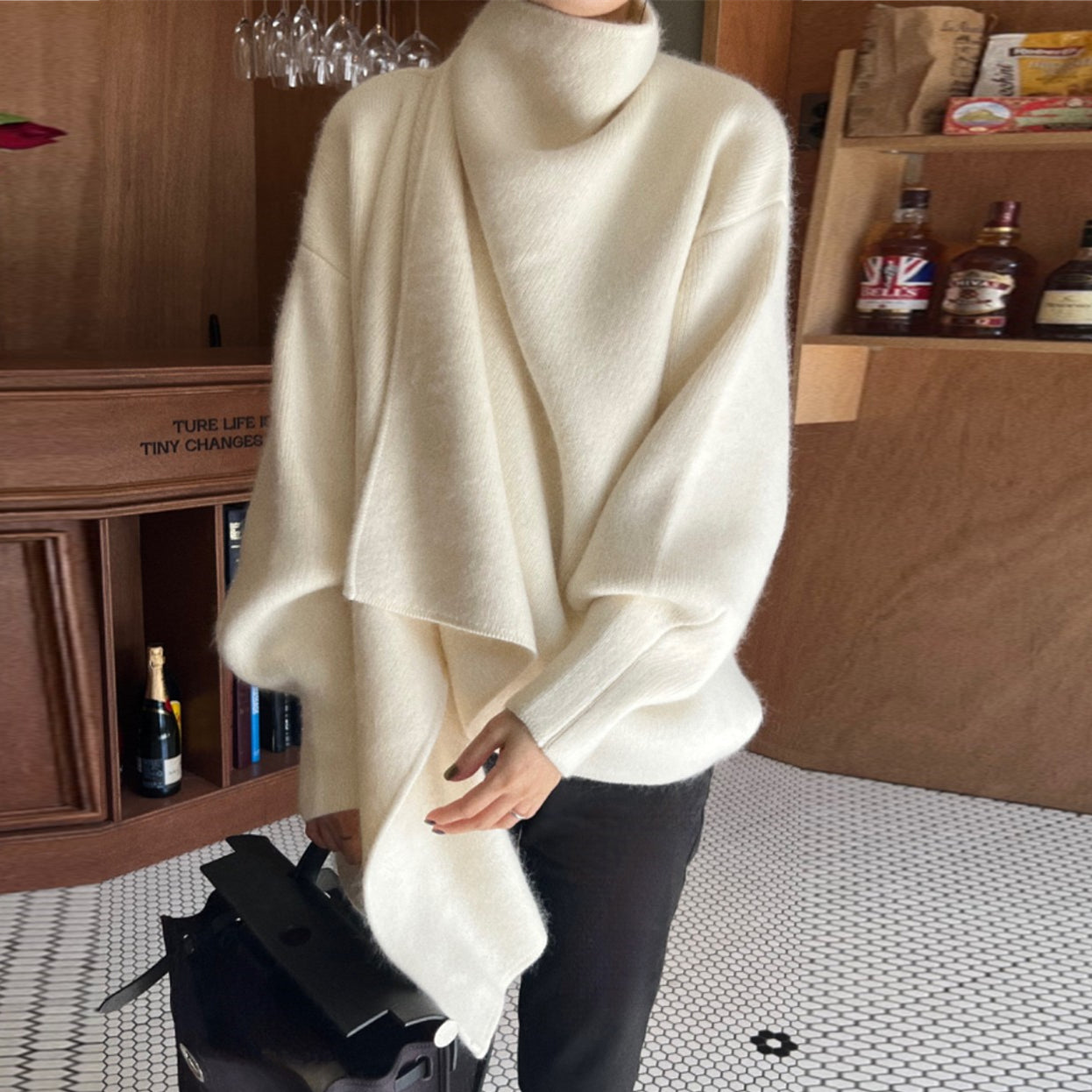 【outer】ゆったりVネック長袖ニットコートG24178