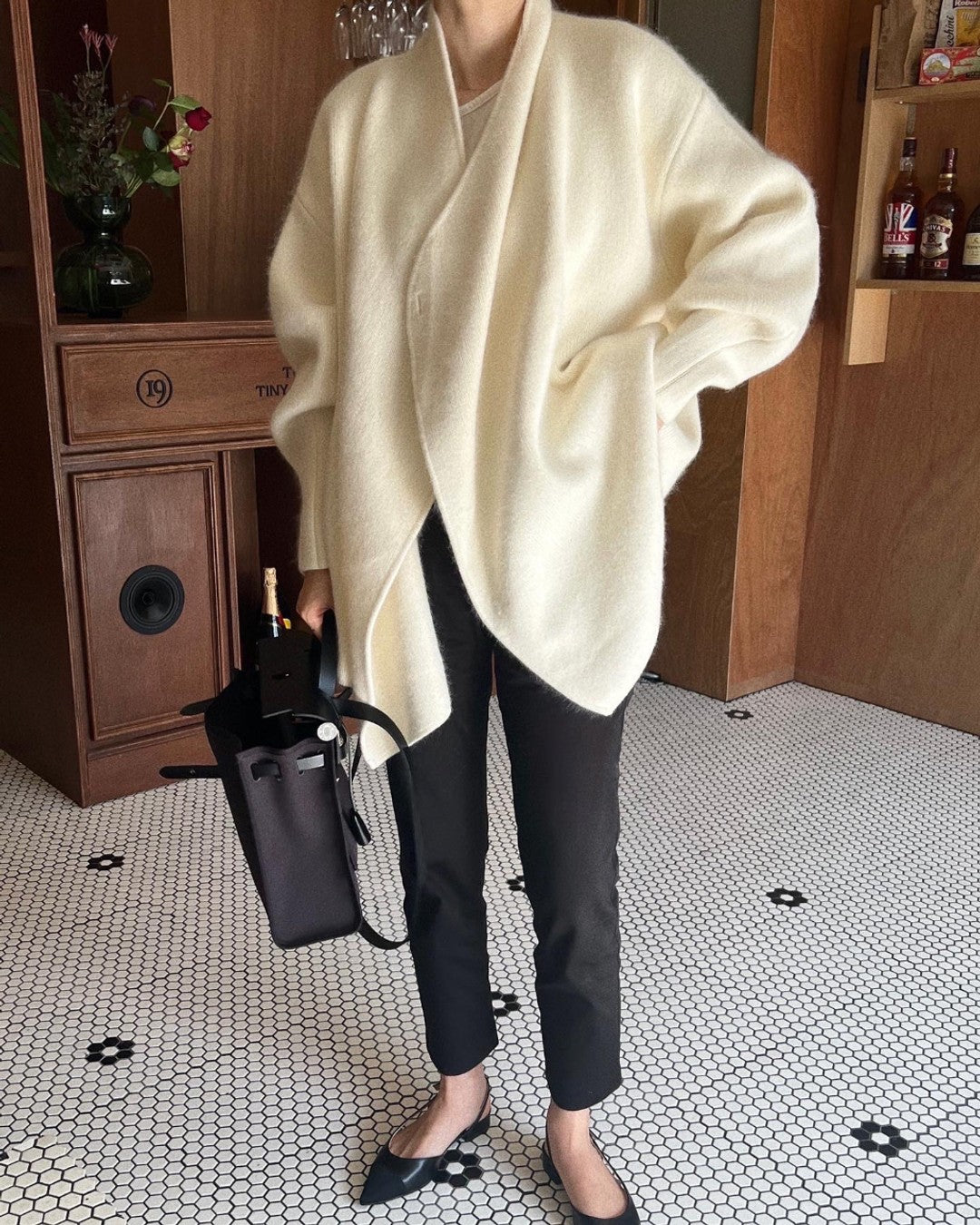 【outer】ゆったりVネック長袖ニットコートG24178