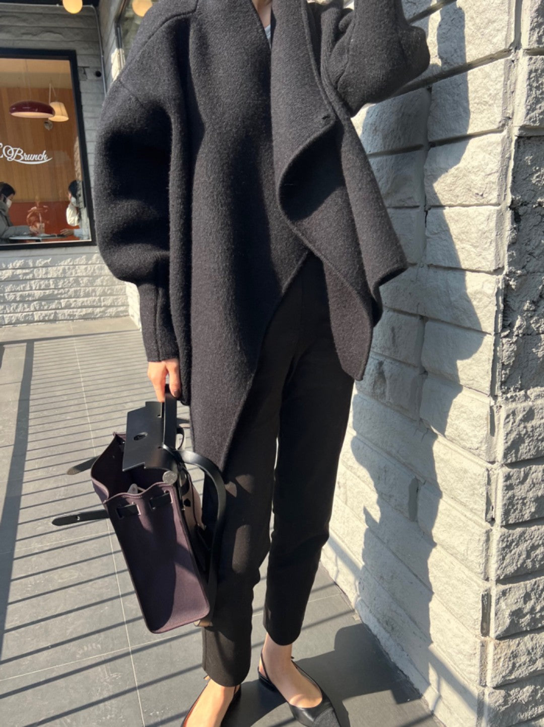 【outer】ゆったりVネック長袖ニットコートG24178