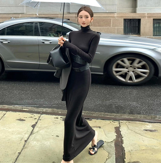 【dress】体型カバーハイネックワンピースG24188