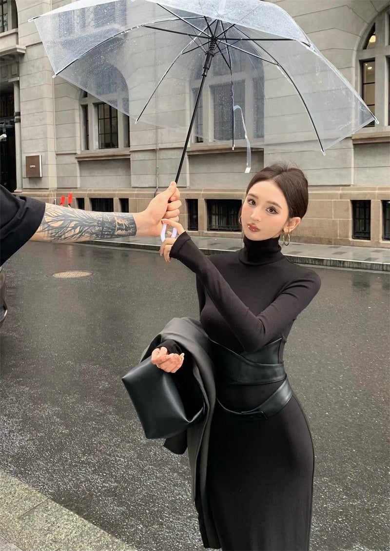 【dress】体型カバーハイネックワンピースG24188