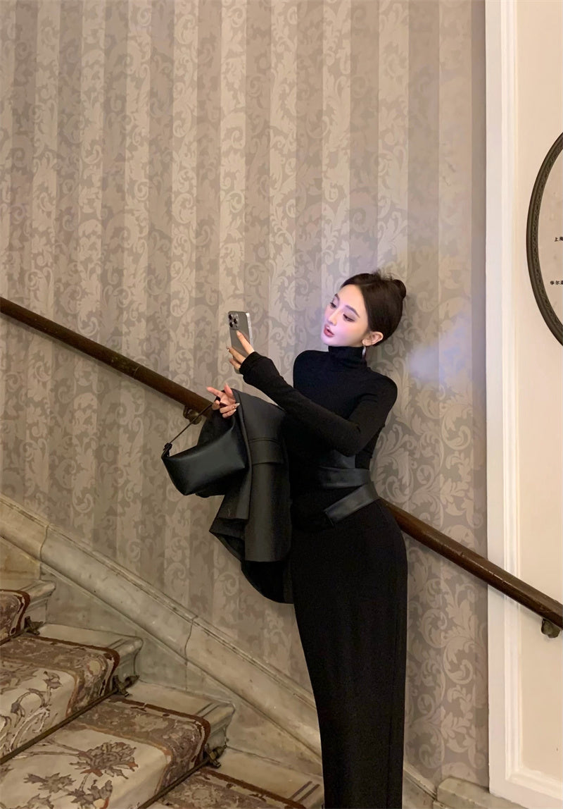 【dress】体型カバーハイネックワンピースG24188