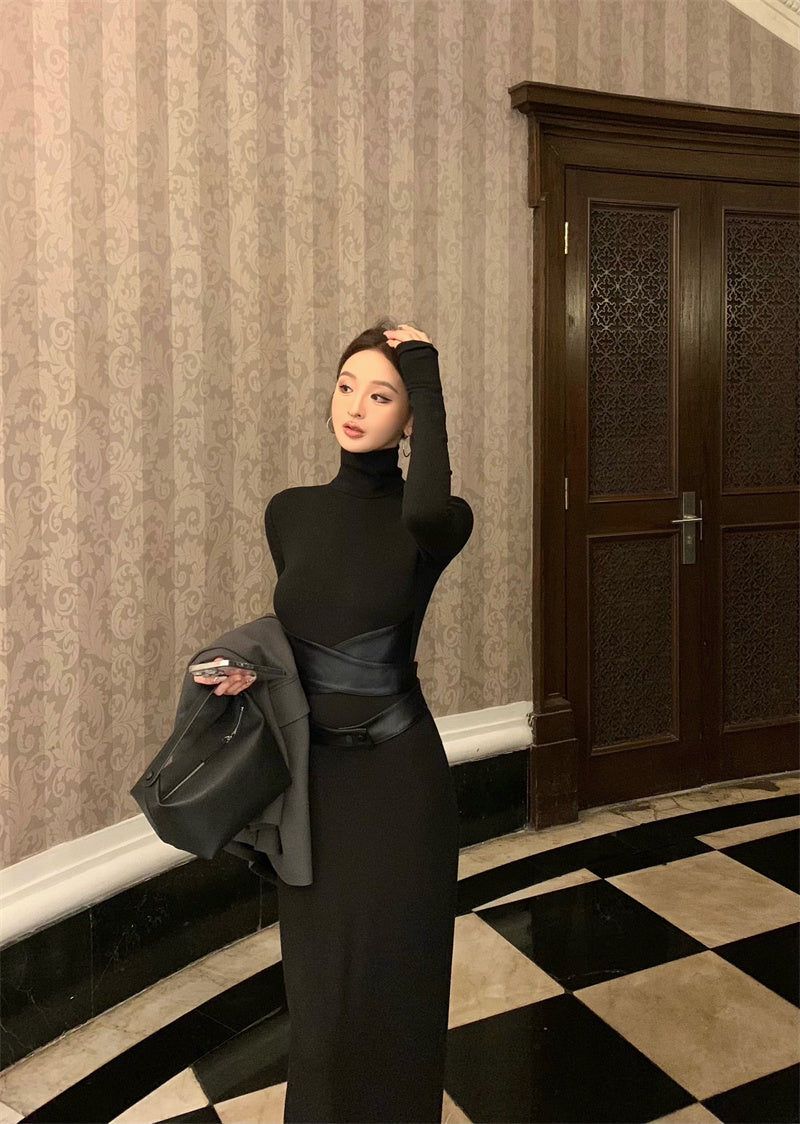 【dress】体型カバーハイネックワンピースG24188