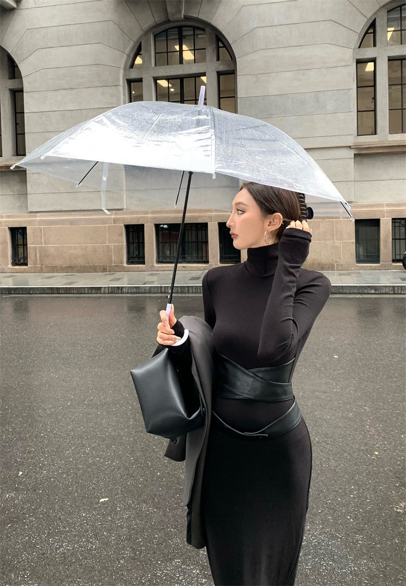 【dress】体型カバーハイネックワンピースG24188