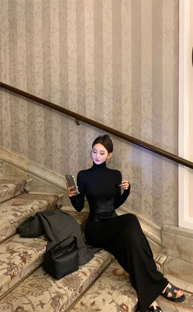 【dress】体型カバーハイネックワンピースG24188