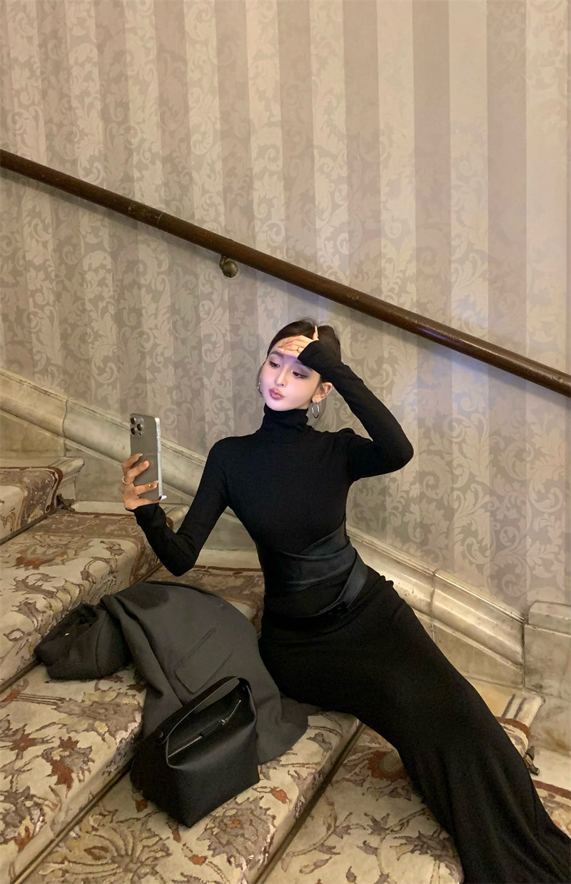 【dress】体型カバーハイネックワンピースG24188