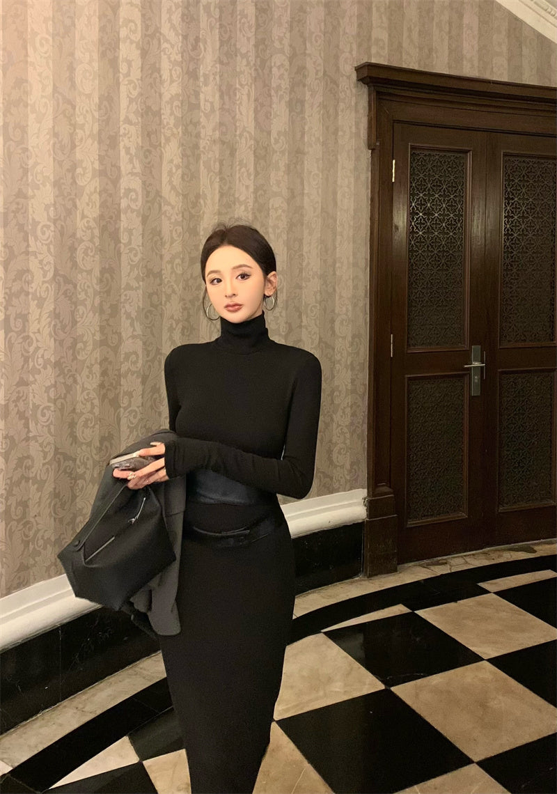 【dress】体型カバーハイネックワンピースG24188