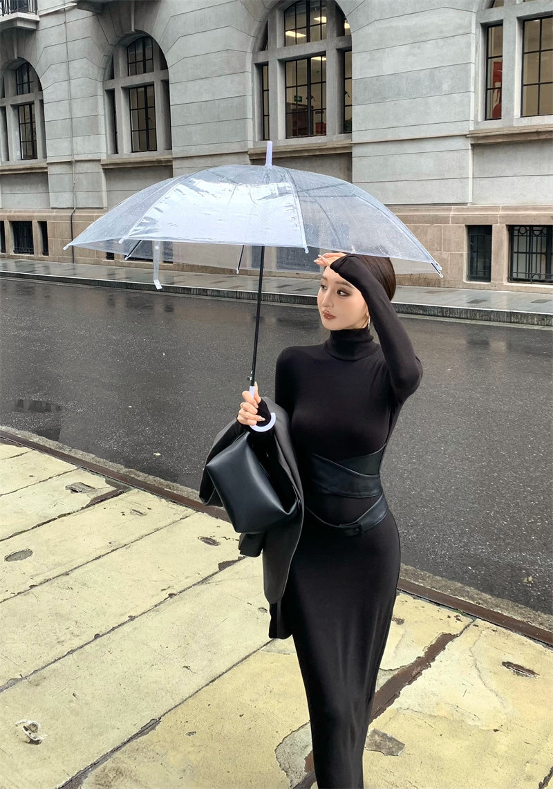 【dress】体型カバーハイネックワンピースG24188