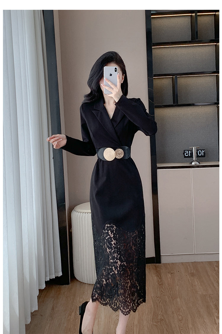 【dress】レース切り替えスーツタイトワンピースG24197