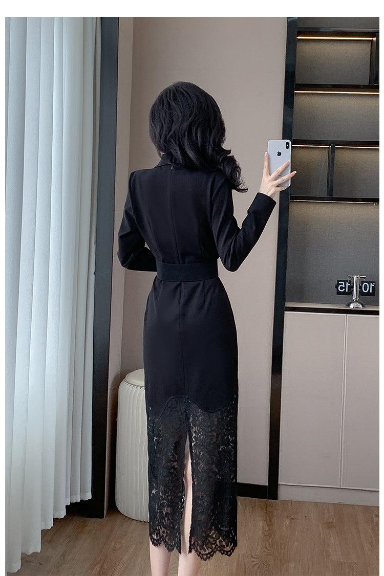 【dress】レース切り替えスーツタイトワンピースG24197