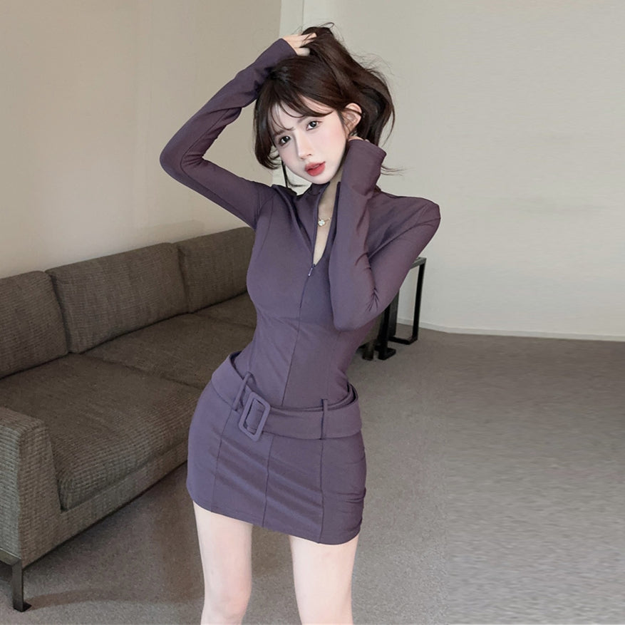 【dress】春秋スタンドネックタイトワンピースG24199