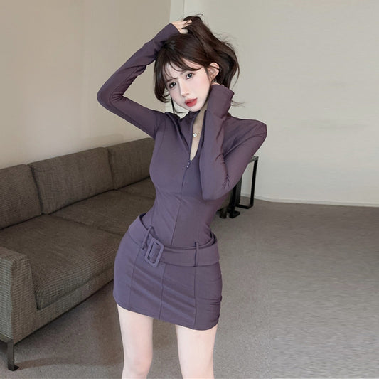 【dress】春秋スタンドネックタイトワンピースG24199