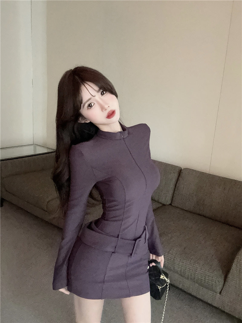 【dress】春秋スタンドネックタイトワンピースG24199