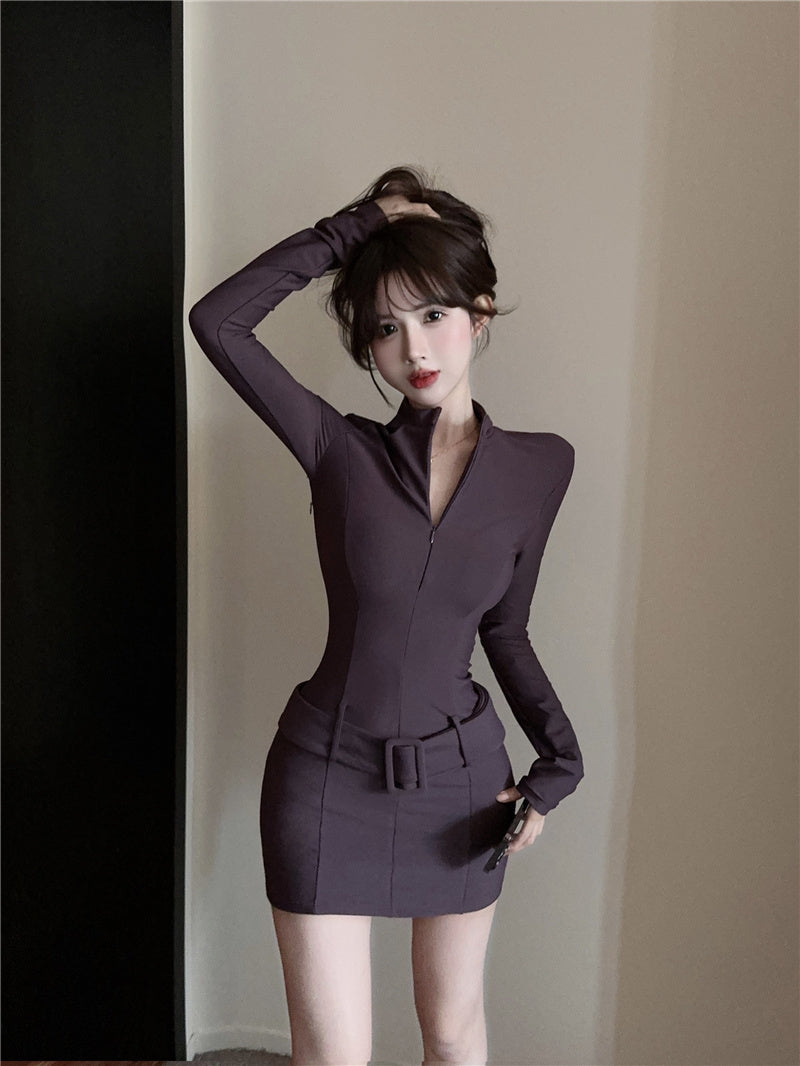 【dress】春秋スタンドネックタイトワンピースG24199