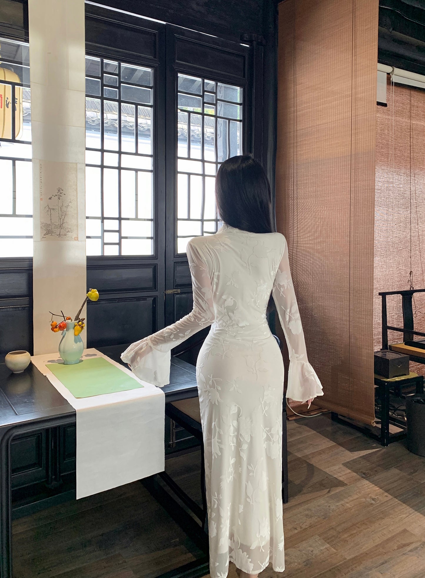 【dress】Vネック秋冬長袖ワンピースG24202