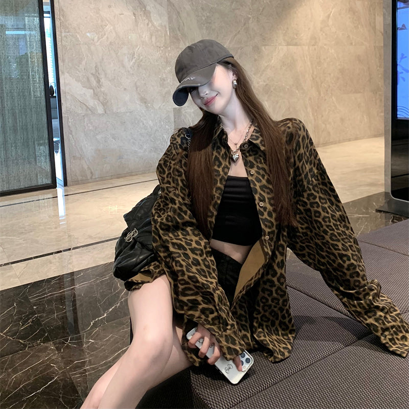 【outer】長袖ヒョウ柄シャツG24205