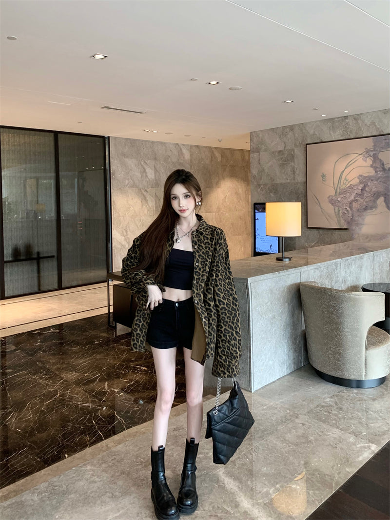 【outer】長袖ヒョウ柄シャツG24205