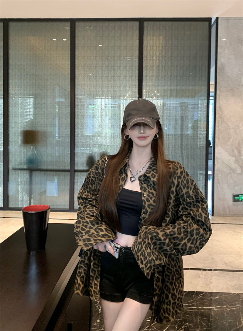 【outer】長袖ヒョウ柄シャツG24205