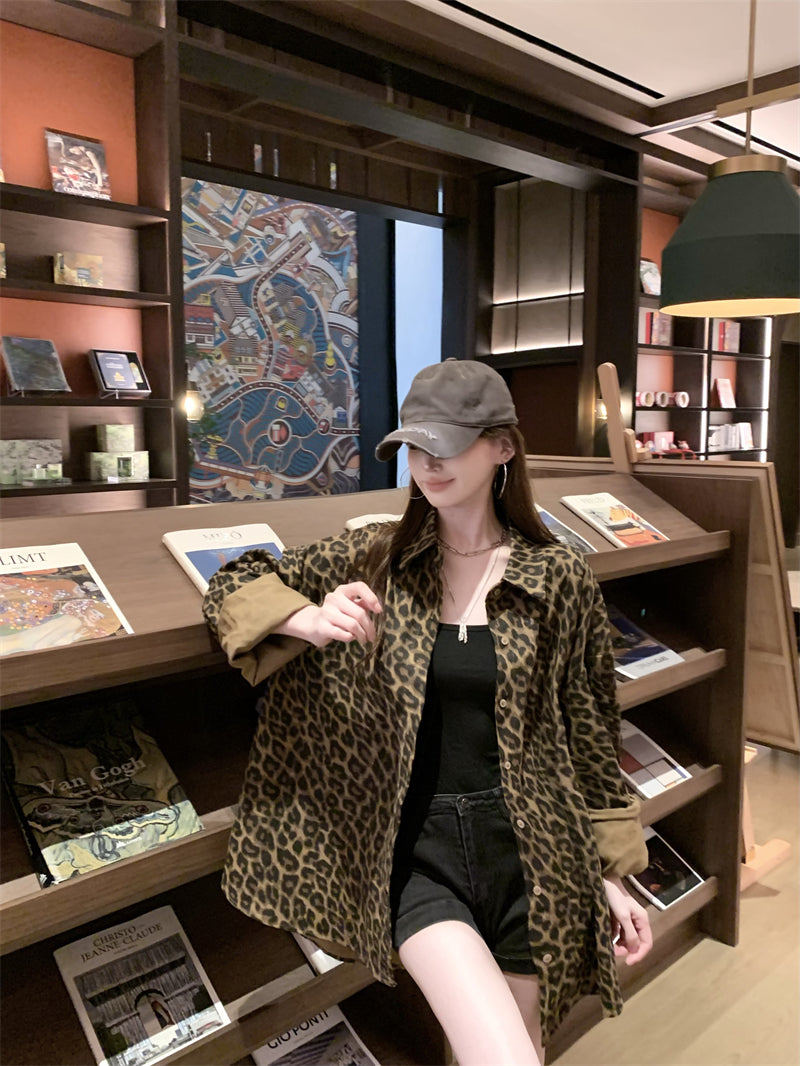 【outer】長袖ヒョウ柄シャツG24205