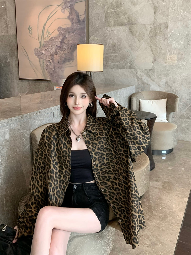 【outer】長袖ヒョウ柄シャツG24205