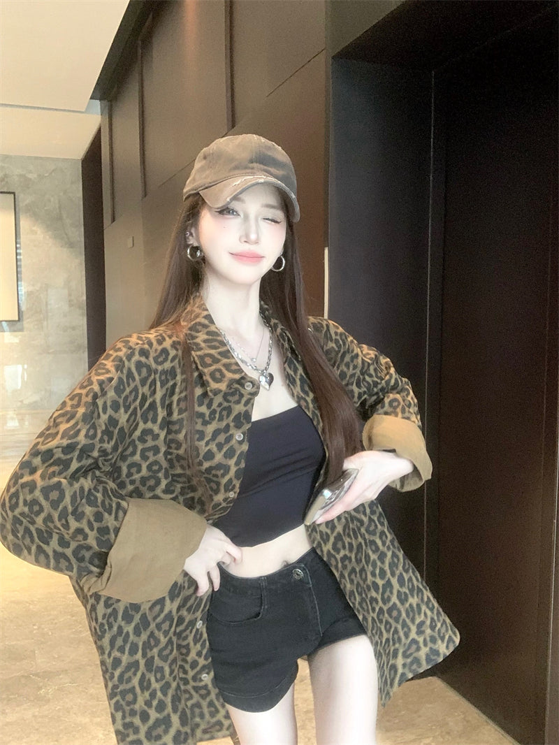 【outer】長袖ヒョウ柄シャツG24205