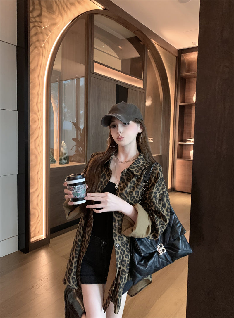 【outer】長袖ヒョウ柄シャツG24205