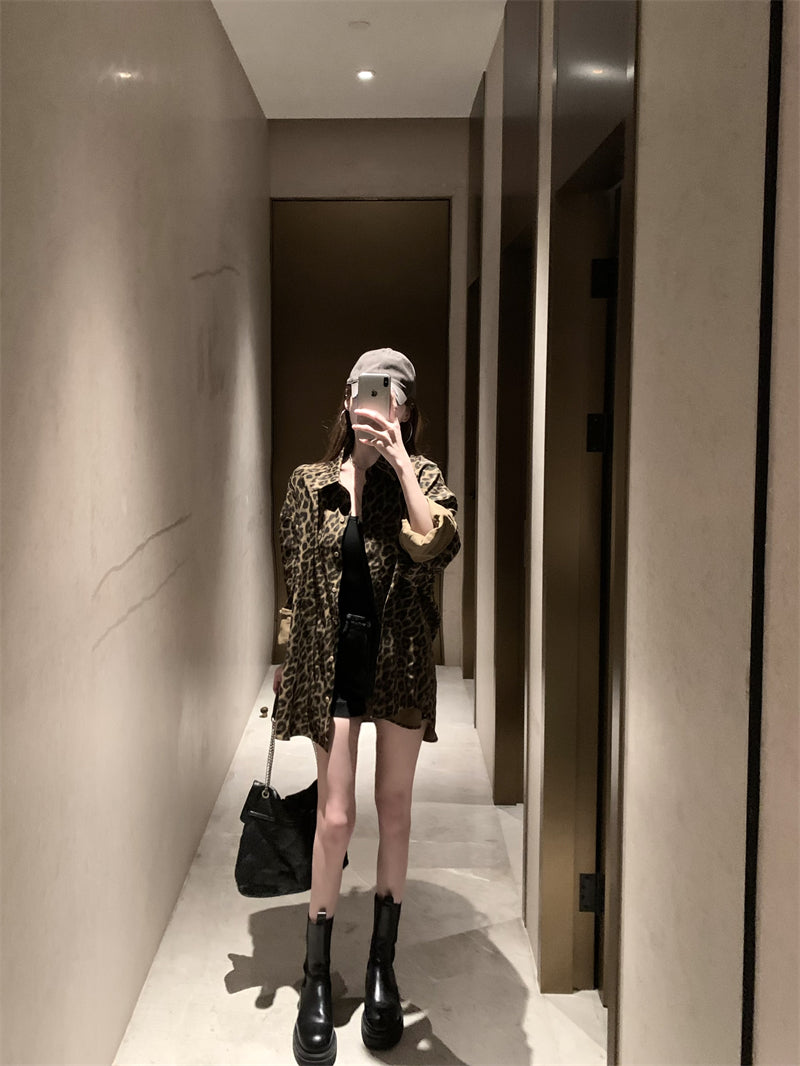 【outer】長袖ヒョウ柄シャツG24205