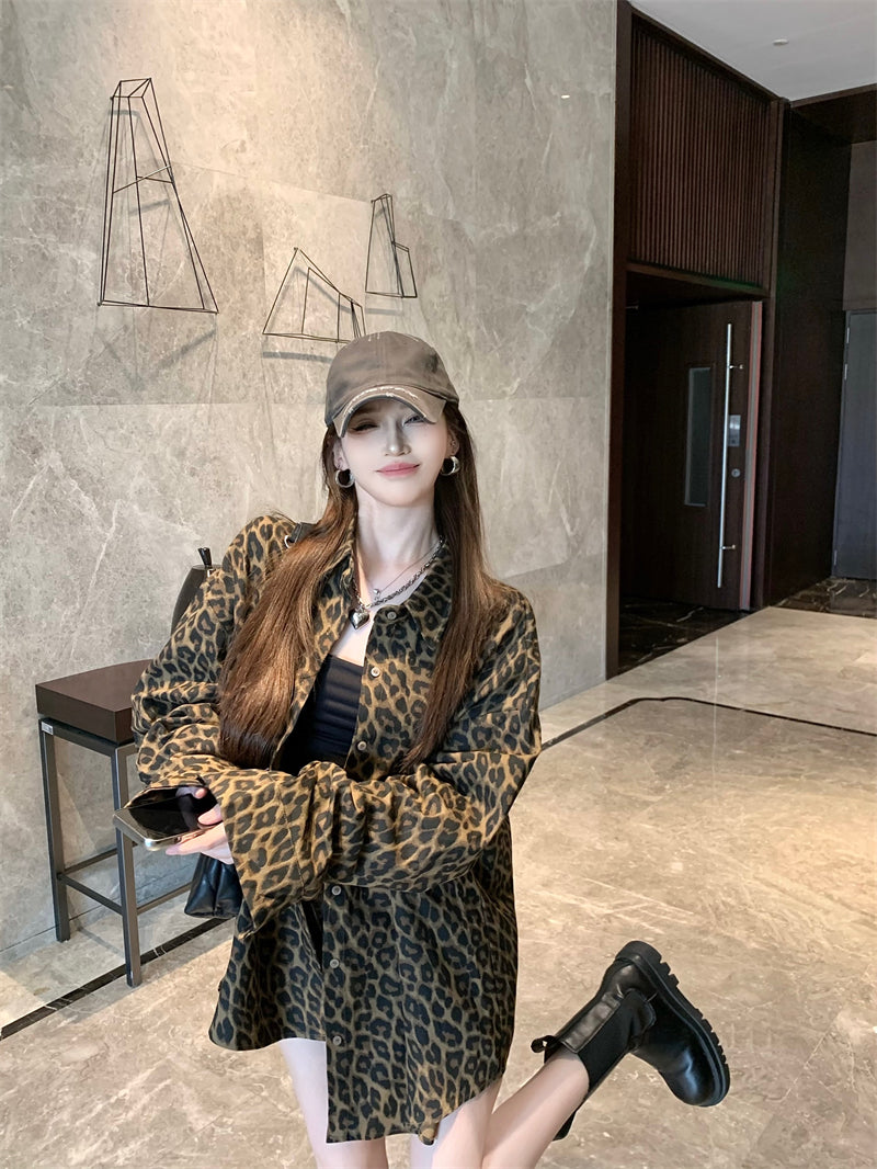 【outer】長袖ヒョウ柄シャツG24205