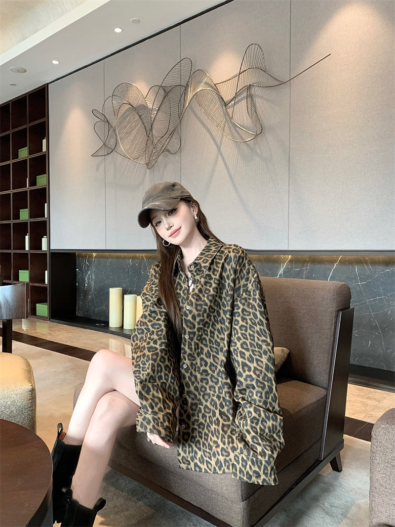 【outer】長袖ヒョウ柄シャツG24205