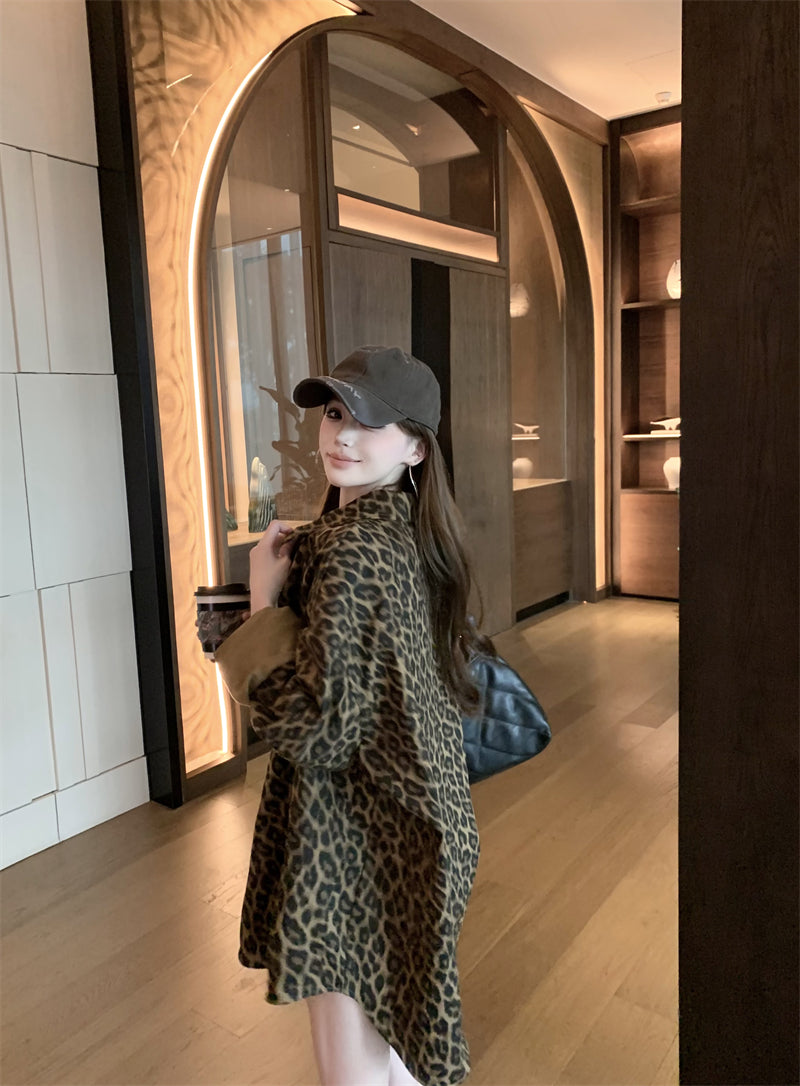 【outer】長袖ヒョウ柄シャツG24205