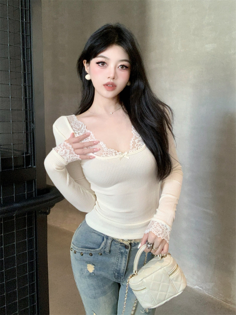 【tops】レース切り替えTシャツG24210