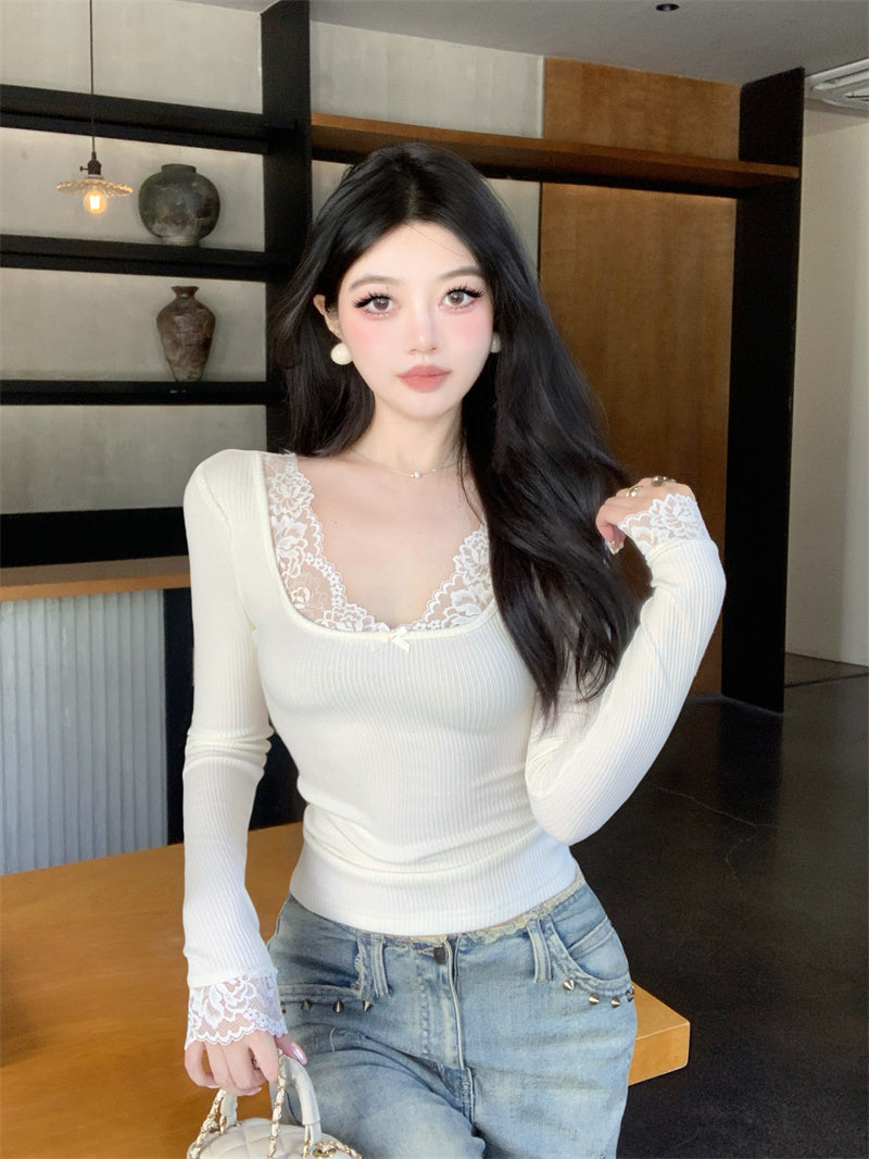 【tops】レース切り替えTシャツG24210