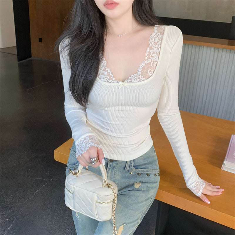 【tops】レース切り替えTシャツG24210
