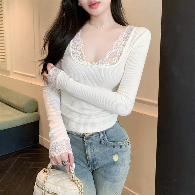 【tops】レース切り替えTシャツG24210