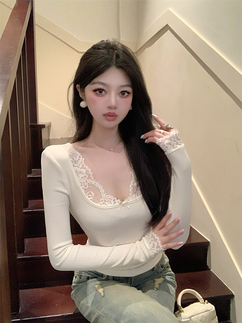 【tops】レース切り替えTシャツG24210