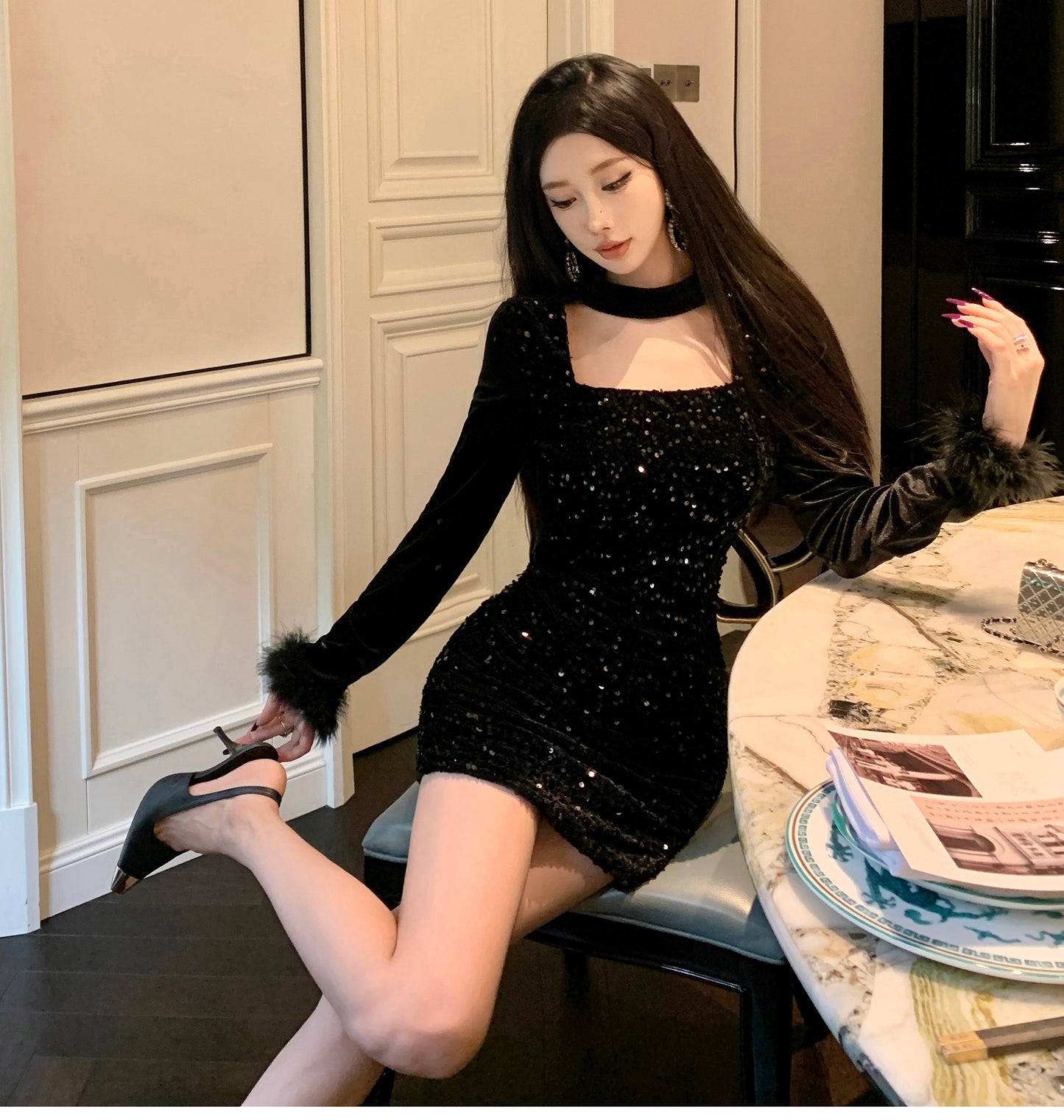 【dress】体型カバーデートワンピースG24215