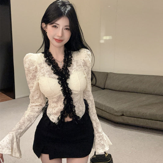 【tops】レースフレアスリーブTシャツG24220