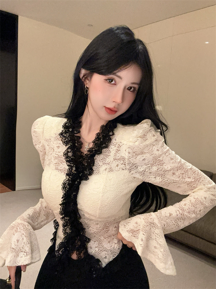【tops】レースフレアスリーブTシャツG24220