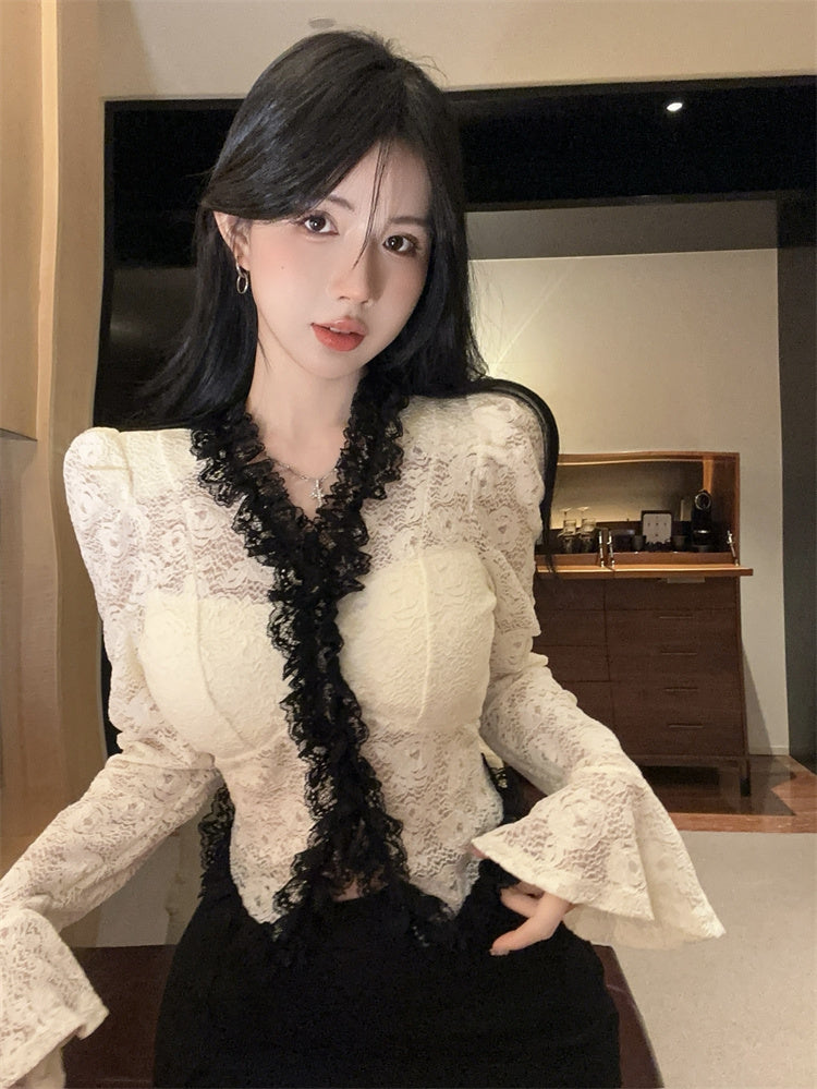 【tops】レースフレアスリーブTシャツG24220