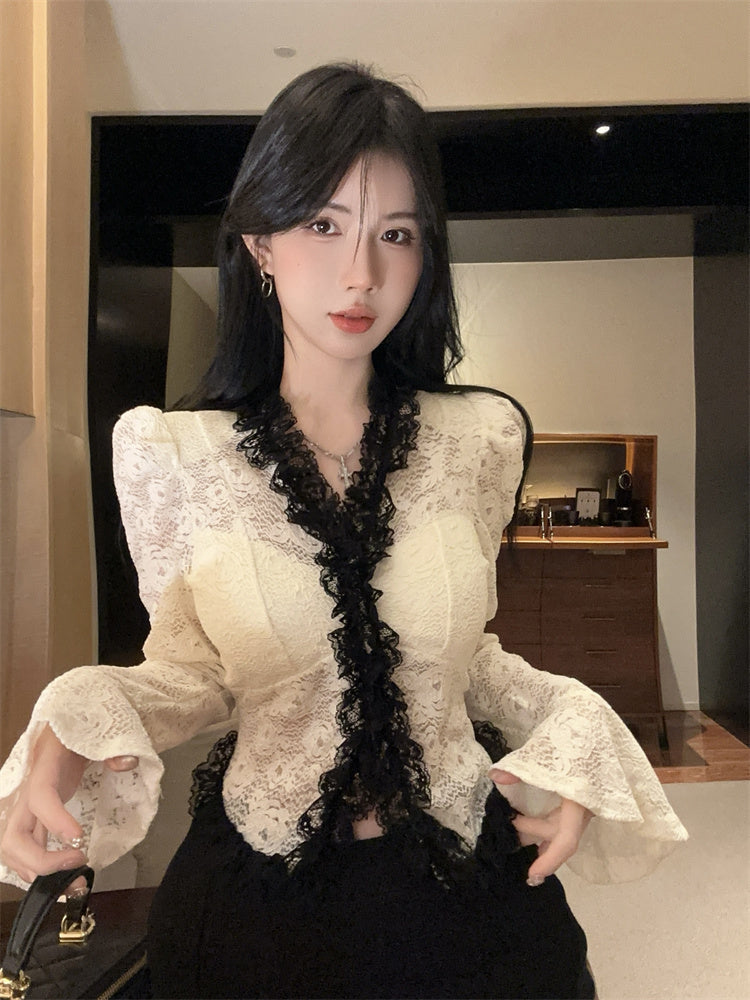 【tops】レースフレアスリーブTシャツG24220