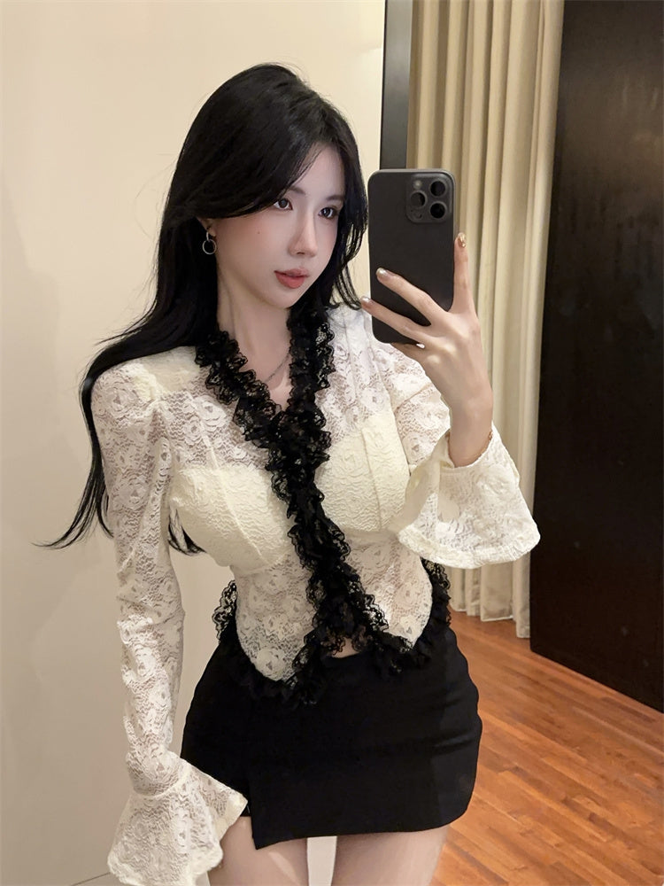 【tops】レースフレアスリーブTシャツG24220