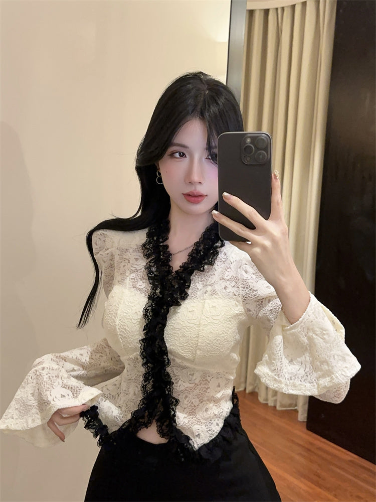 【tops】レースフレアスリーブTシャツG24220